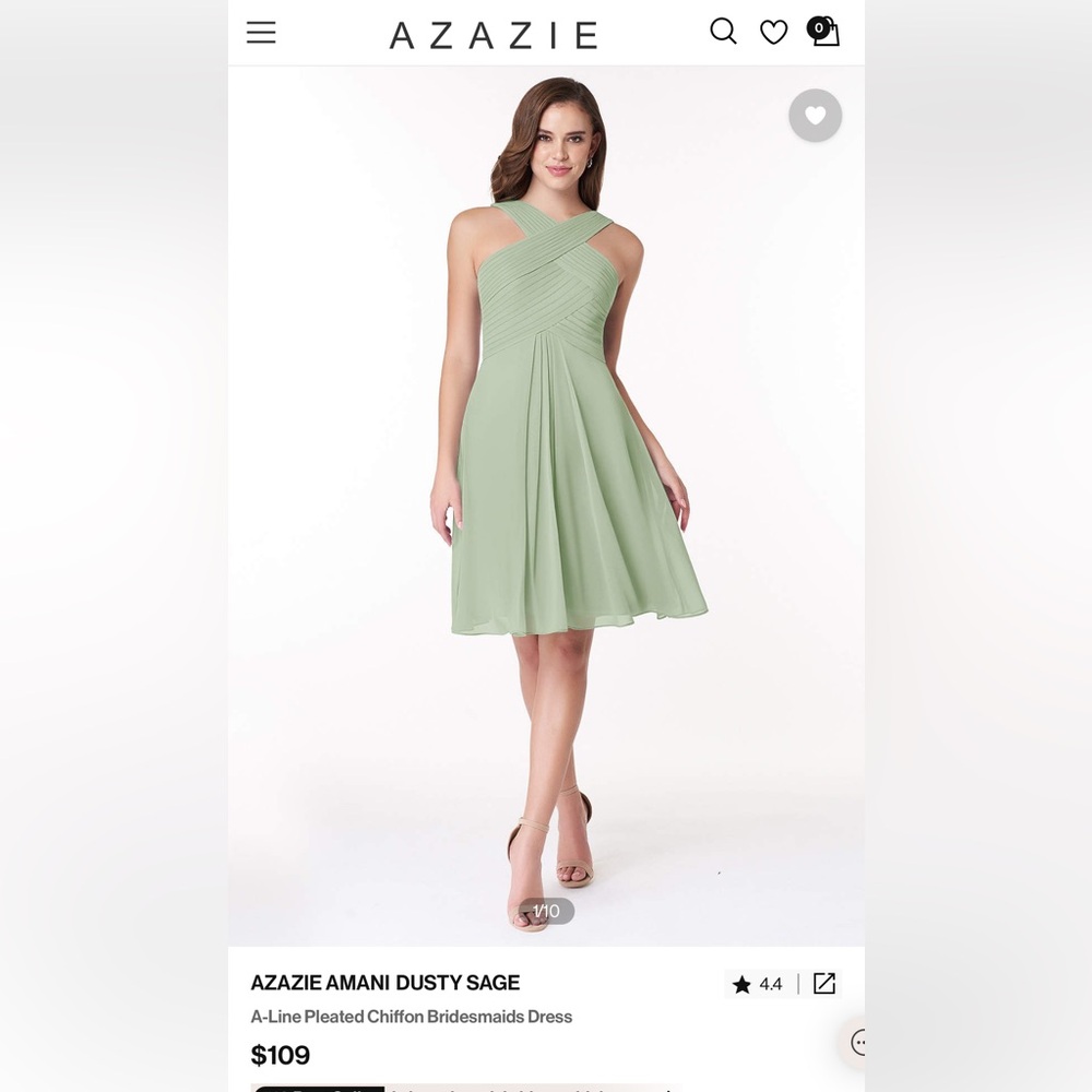 Azazie Amani Cocktail Dress in Dusty Sage